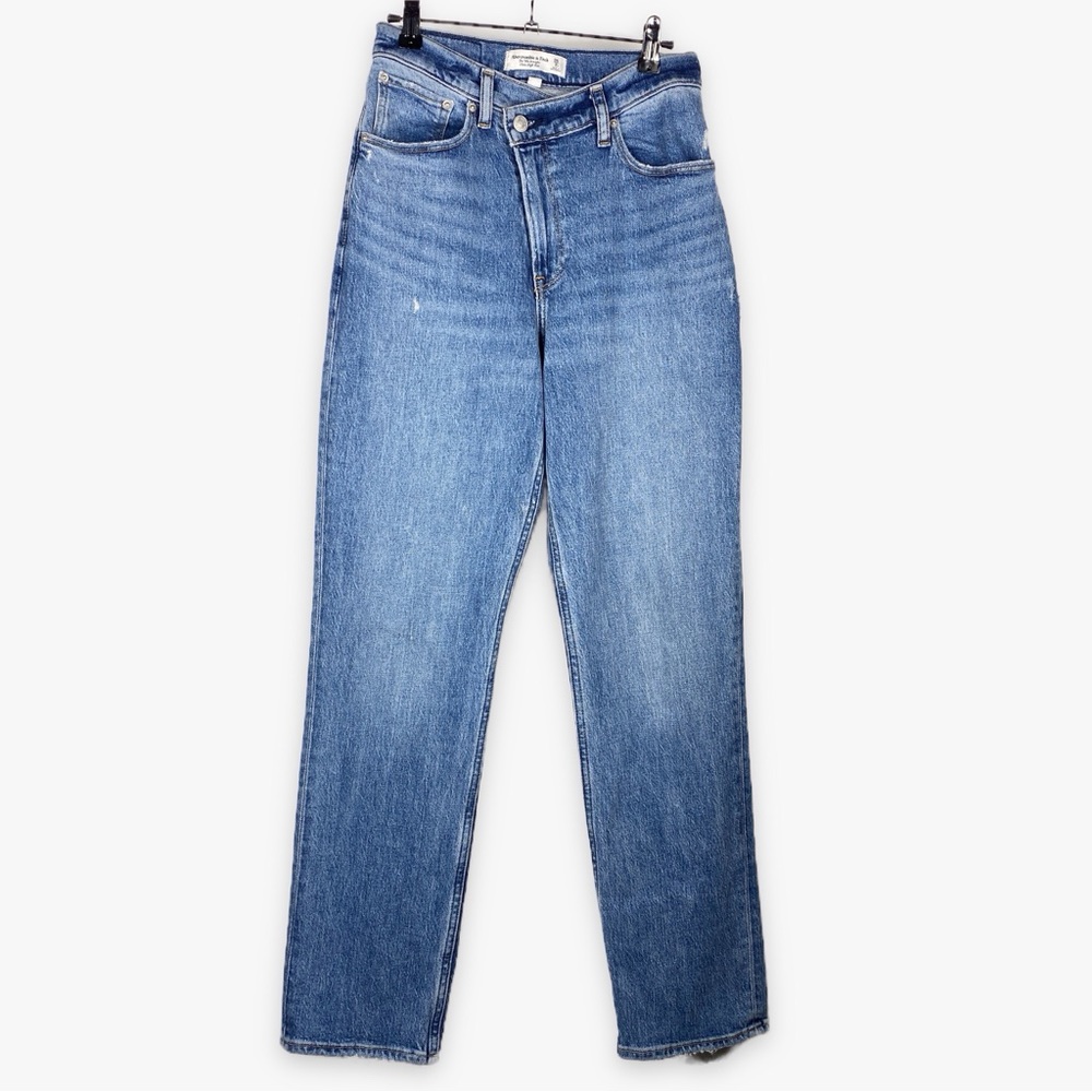 Abercrombie 90s Straight Ultra High Rise Jeans Criss Cross Waist Curve Love 26